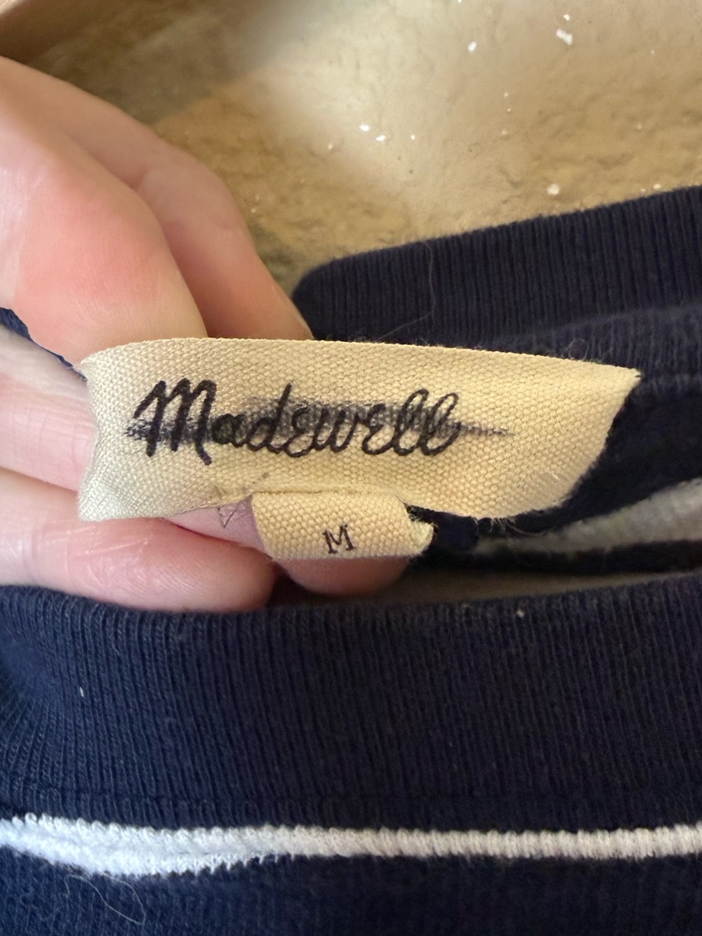 Madewell Striped Long-Sleeve Boatneck Bell Sleeve Top Navy White - Picture 5 of 6